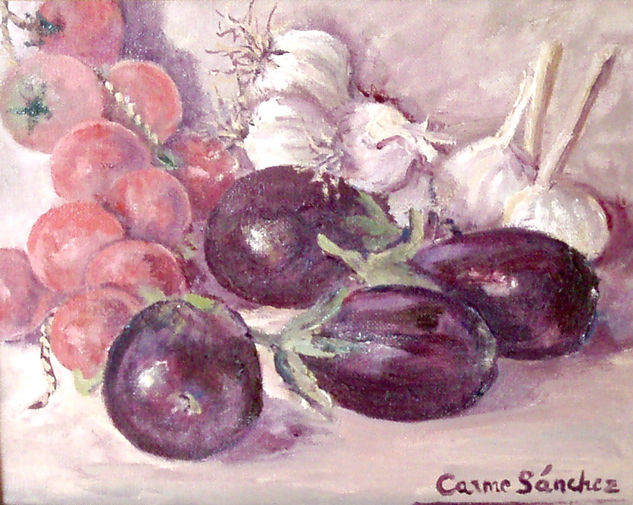 tomates ajos y berengenas Oil Canvas Landscaping