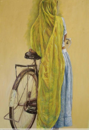 Mujer con bicicleta,