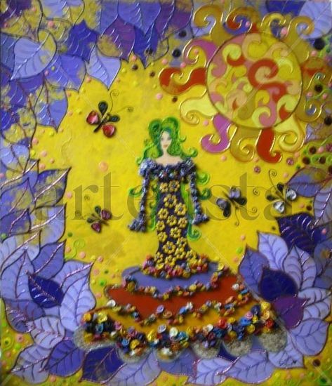 " LISA DE LAS FLORES " Others Canvas Figure Painting