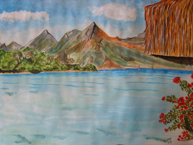 Paisaje de Bora Bora Acrylic Card Landscaping