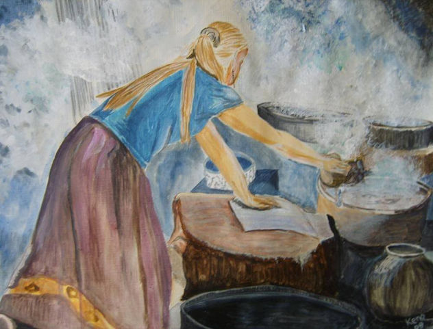 niña lavando