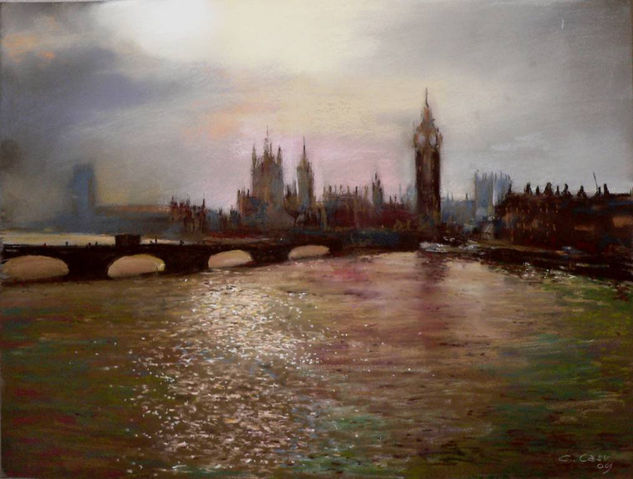 Londres desde el Támesis Pastel Papel Paisaje