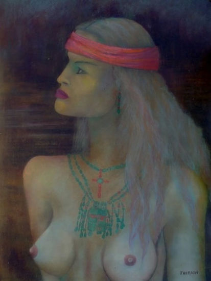 LA  YAQUI Óleo Cartulina Figura