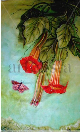 Bignonias en primavera Acrylic Textile Floral Painting