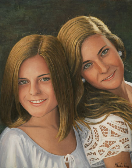 RETRATO DE LAURA Y ANA MARIA Oil Panel Portrait