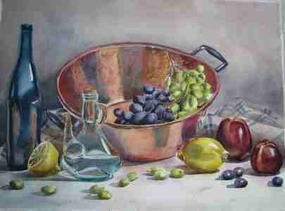 fruta con cobre Watercolour Paper Still Life Paintings