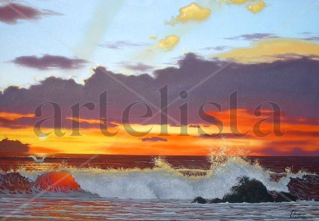 ´´la ola´´ Oil Canvas Marine Painting