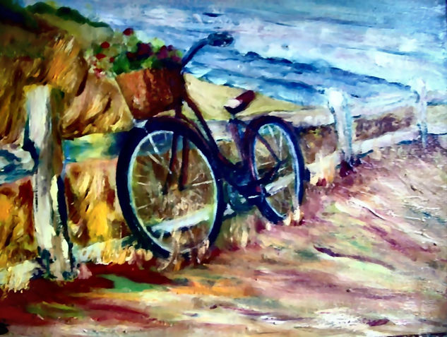 bicicleta bora el mar Oil Canvas Landscaping