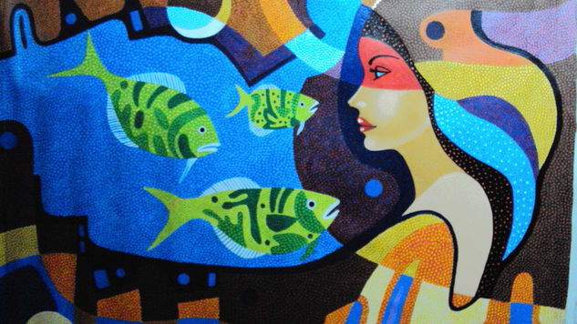 Acuario y Sirena Acrylic Canvas Others