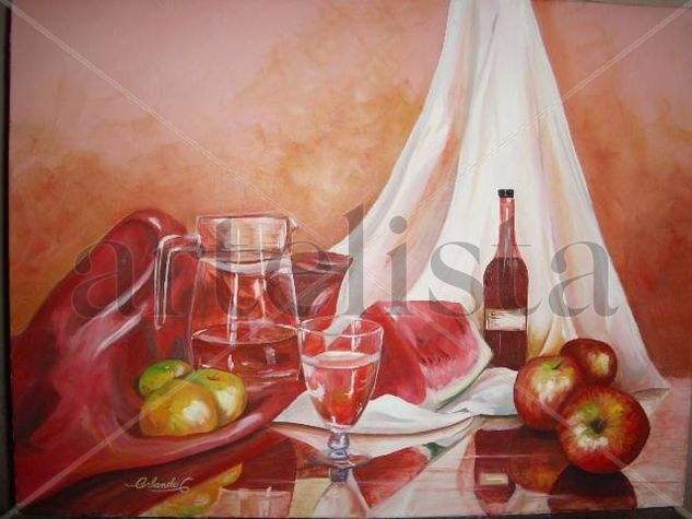 Bodegon encarnado Oil Canvas Still Life Paintings