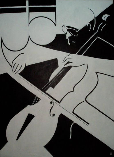 VIOLONCHELO en blanco y negro Acrylic Canvas Figure Painting