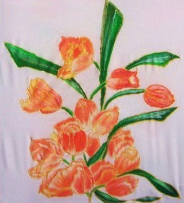 TULIPANES  (1 parte) Ink Textile Floral Painting