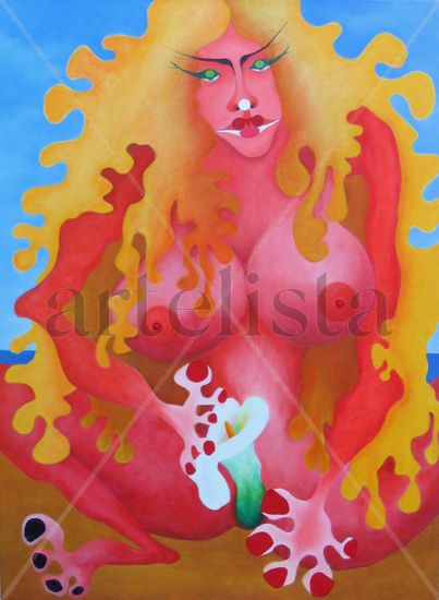 A flor de pell Mixed media Canvas Nude Paintings