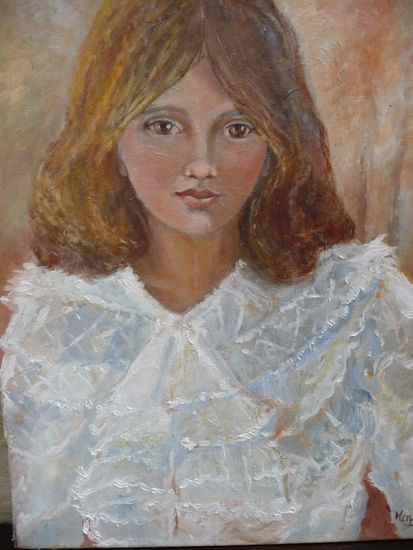 habillee de blanc Oil Canvas Portrait