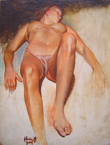 Femme Couche Óleo Tabla Desnudos