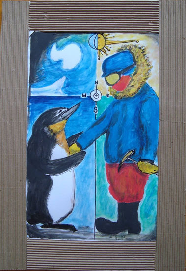 amigos polares Acrylic Paper Figure Painting