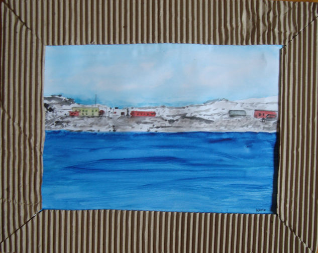 base Artigas vista desde el mar Watercolour Paper Landscaping