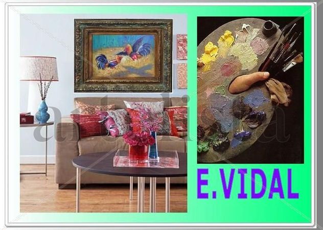 E.VIDAL 2009  PINTOR COSTUMBRISTA CONTEMPORANEO DE SANTIAGO DE LOS CABALLEROS REP. DOM.