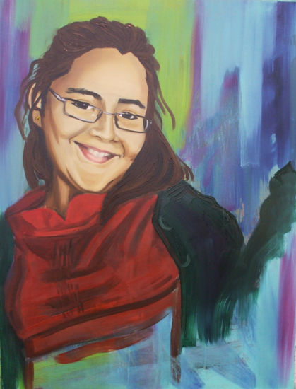 Noelia Óleo Tabla Retrato