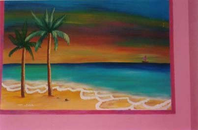 Mural paisaje playa Acrylic Others Marine Painting