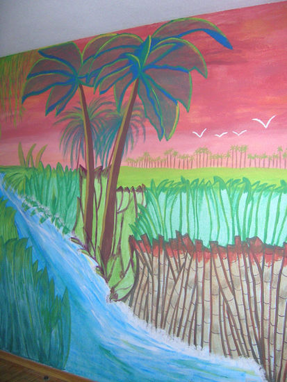 Mural cascada Acrílico Otros Paisaje