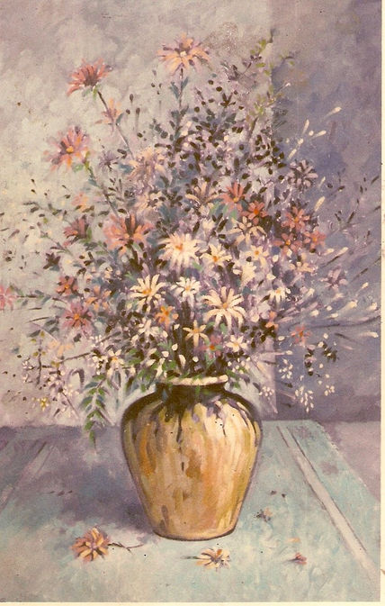 "Flores en azul"