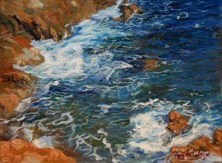 Rocas rosas y mar azul Oil Canvas Marine Painting