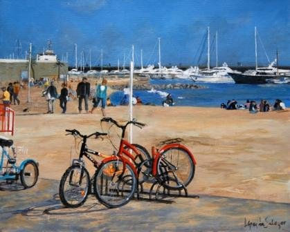 ¡Que mañana! ¿Bajamos a la playa? Oil Canvas Marine Painting