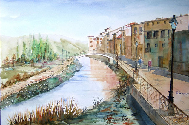 Molina de Aragón Watercolour Canvas Landscaping