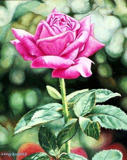 FLOR., ROSA III. Óleo Lienzo Floral