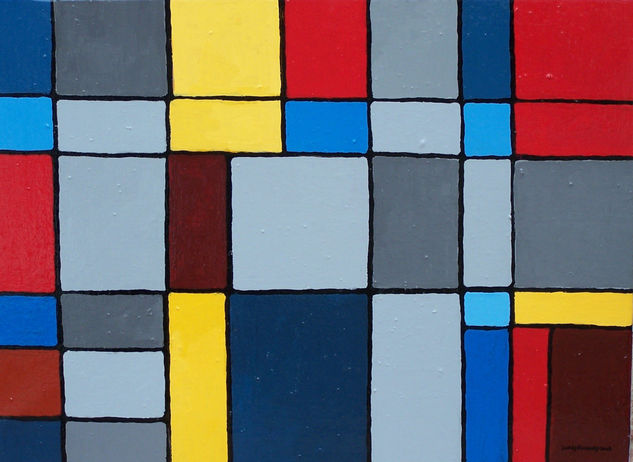 HOMENAJE A PIET MONDRIAN. (Abst. Geométrica) Oil Canvas Others