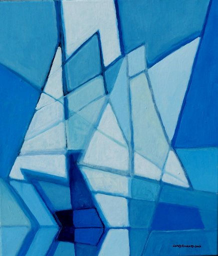 VELEROS-AZUL II. Oil Canvas Marine Painting