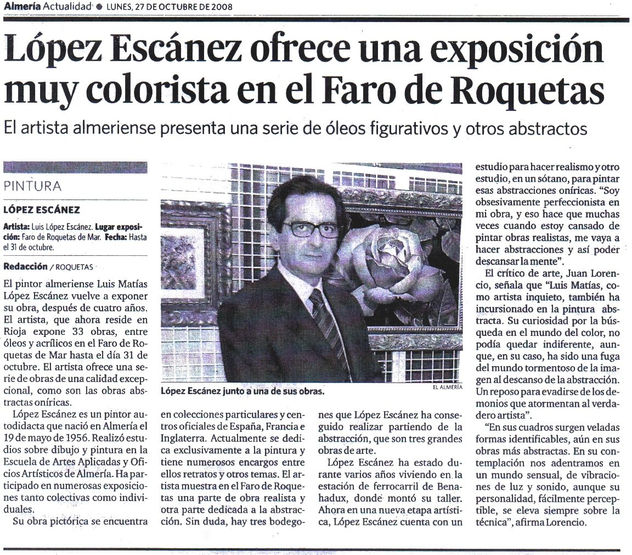 López Escánez., ofrece una exposición muy colorista en el Faro de Roquetas.