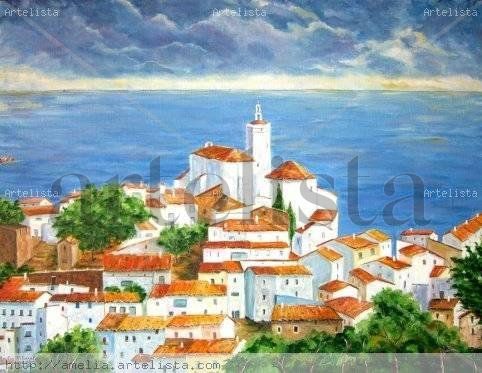 Cadaques. Costa Brava Oil Canvas Marine Painting