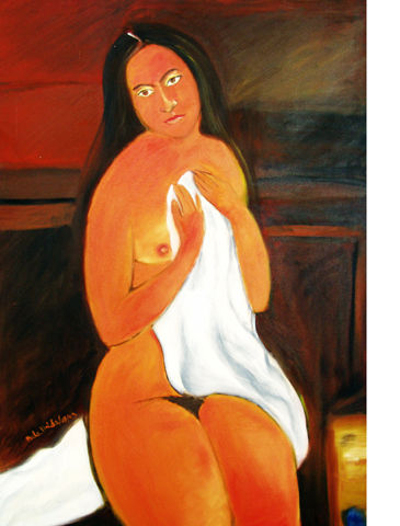 Elena anaranjada Oil Canvas Nude Paintings