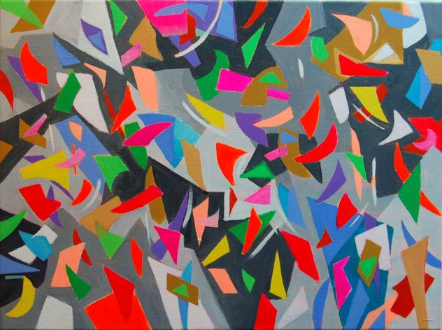 Obra 1. Serie formas geometricas sobre fondo gris.