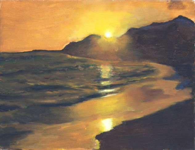 Atardecer en la playa Oil Canvas Marine Painting