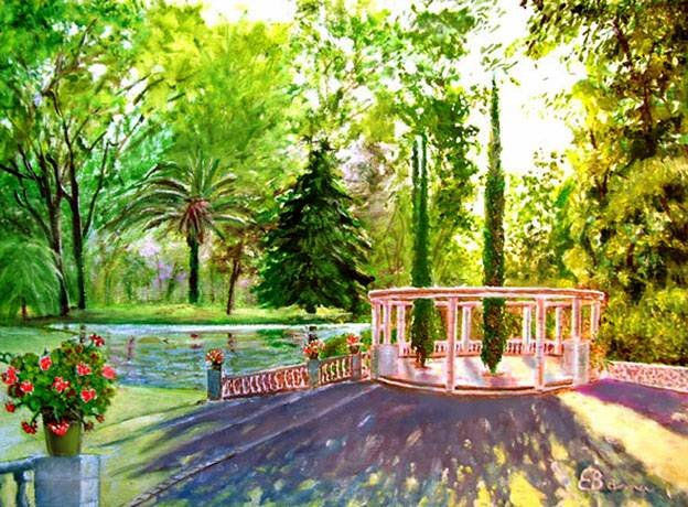 Mirador sobre el estanque de Can Mercader Oil Canvas Landscaping