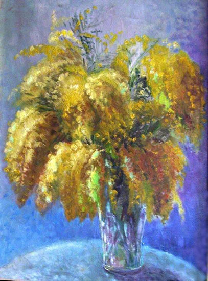 Mimosas en un jarrón Oil Canvas Landscaping