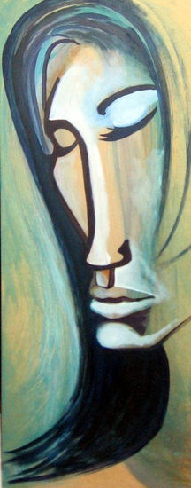 SIN ENERGIA Oil Panel Figure Painting