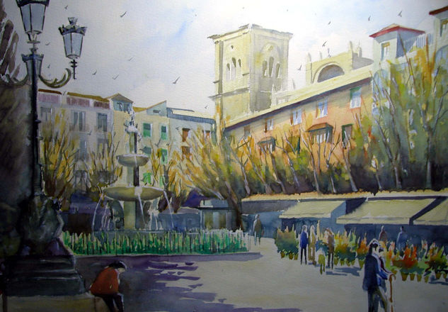 Bib-rambla Acuarela Papel Paisaje