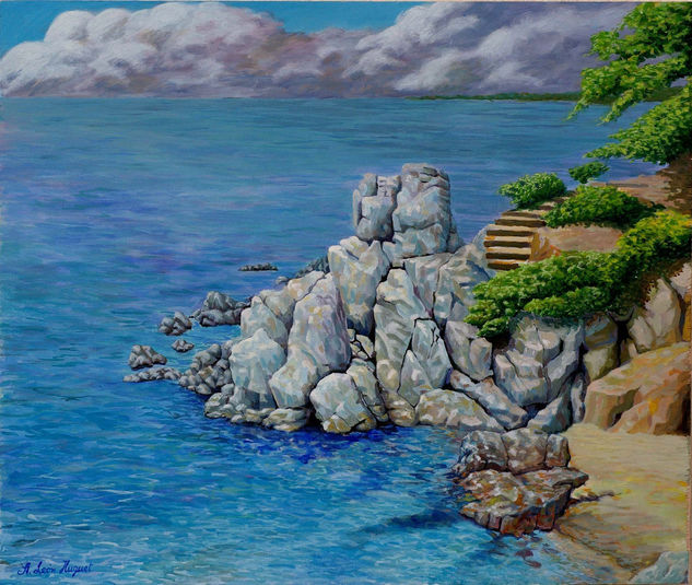 PAISAJE DE LLORET CON NUBES Oil Canvas Landscaping