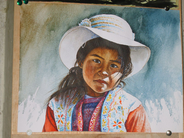 niña -arequipa Watercolour Card Portrait