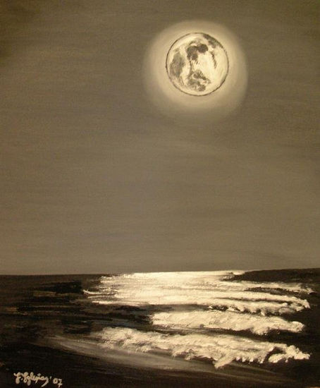 Reflejo de luna Oil Canvas Landscaping