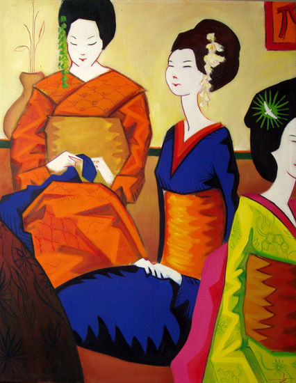 Geishas Oil Canvas Figure Painting