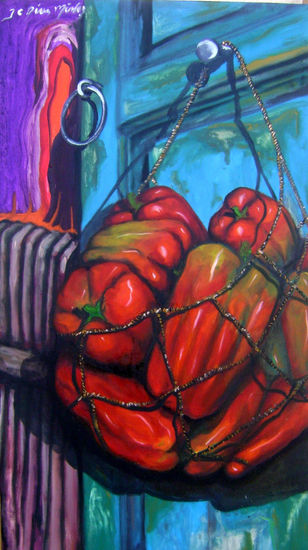 Pimientos 2 Oil Canvas Still Life Paintings