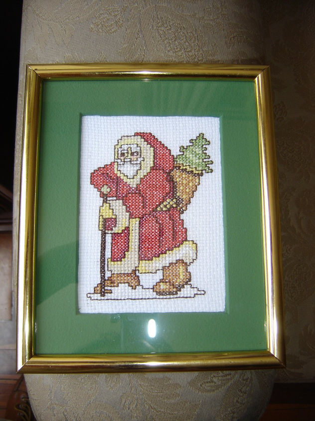 Cuadro en Punto Cruz Papa Noel nos Visita