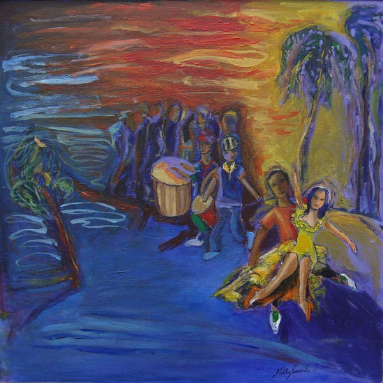 Noche De Candombe Acrílico Lienzo Figura