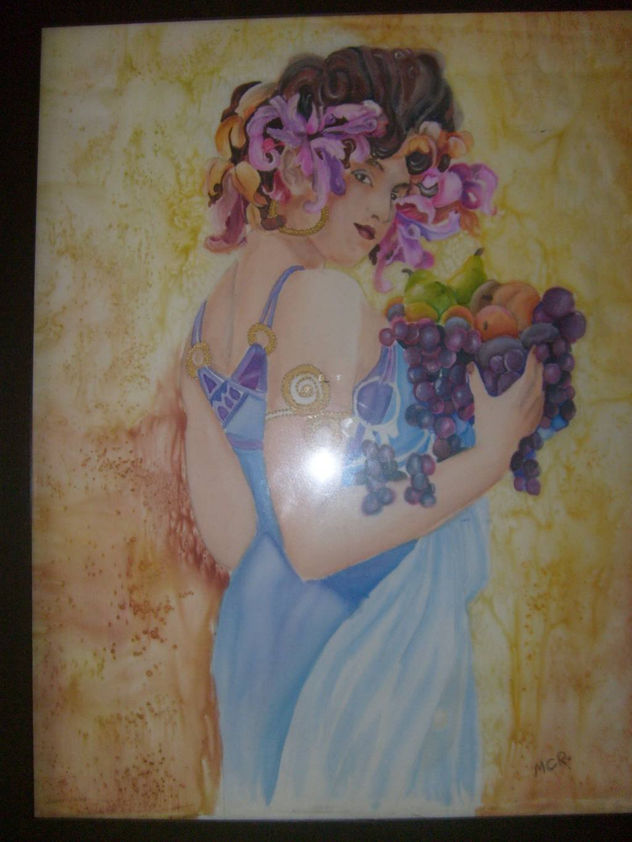 mujer con uvas