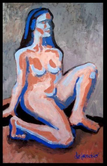 Mujer en rosa y azul Acrylic Canvas Nude Paintings